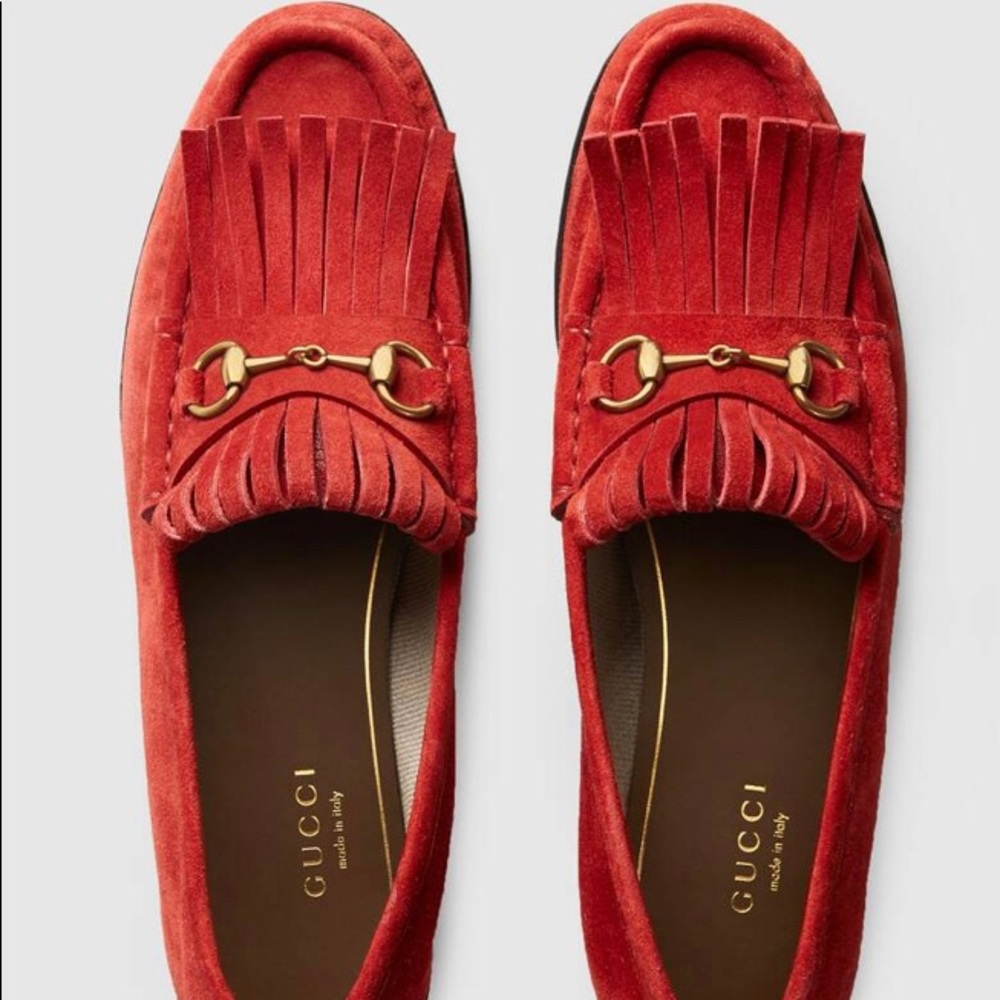 Gucci fringed horsebit loafer moccasin shoes